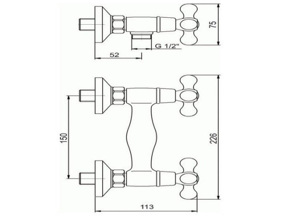 Novaservis Sprchová baterie Titania Retro II 150 mm, chrom, nástěnná, bez příslušenství,  99160/1,0