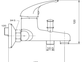 Csaptelepek –  Novaservis Vanová baterie Metalia 55 150 mm, chrom, nástěnná, bez příslušenství,  55020/1,0