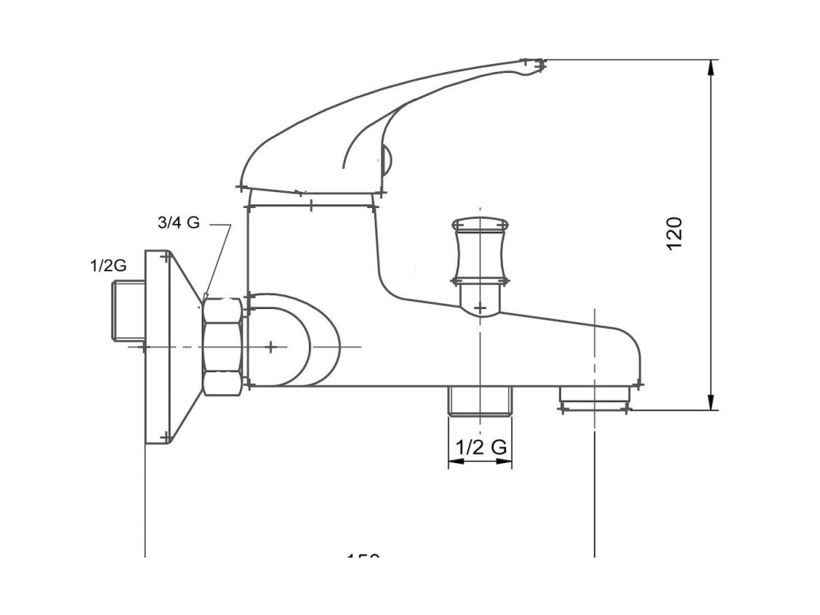 Novaservis Vanová baterie Metalia 55 150 mm, chrom, nástěnná, bez příslušenství,  55020/1,0