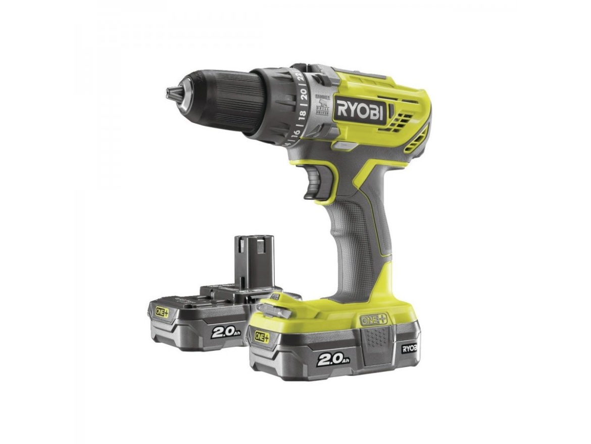 Aku 18 V vrtačka + 2x baterie 2 Ah + nabíječka ONE+ Ryobi R18PD3-220S