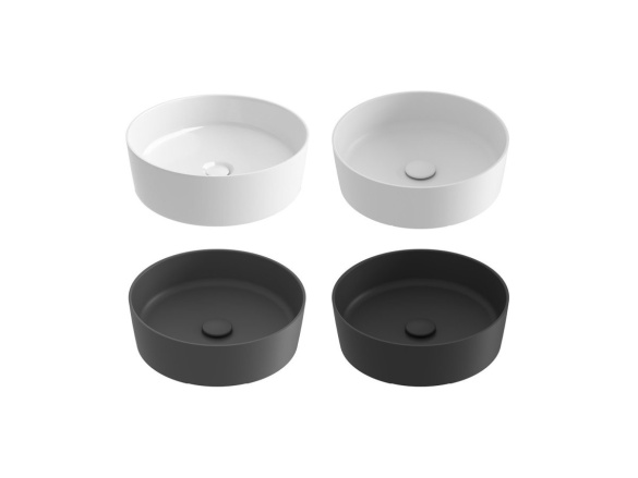 Ravak Umyvadlo Uni Slim 40, bez otvoru pro baterii, bez přepadu, černá matná