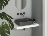 Ravak Umývadlo Ceramic Slim R 55, bez otvoru pre batériu, bez prepadu, čierna matná