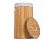 G21 Koš na prádlo  55 l, bambusový kulatý s bílým košem