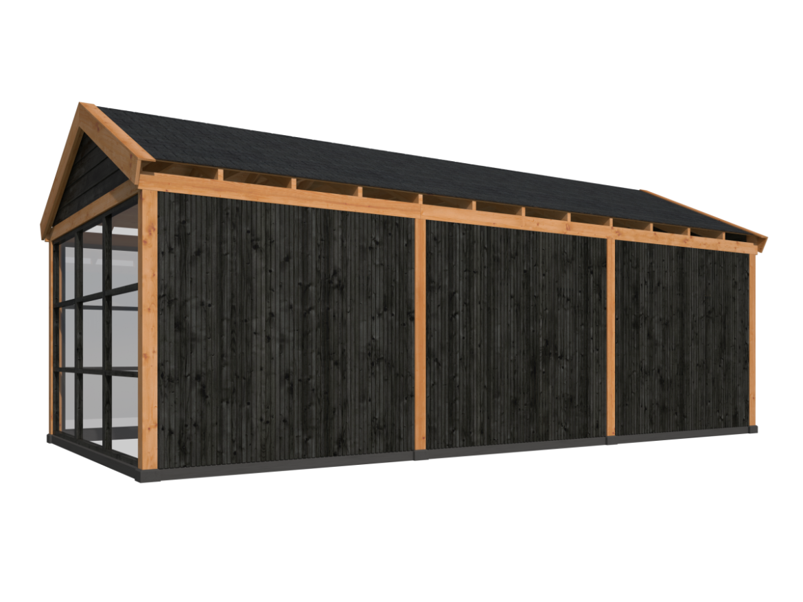 Wood satteldach Göteborg, typ 2 (schwarz gesprühte Wände)