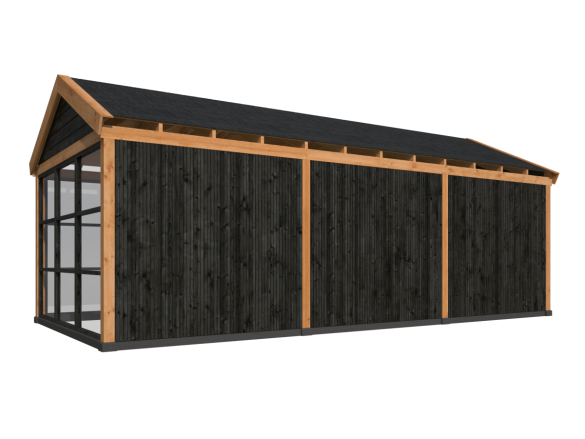 Wood satteldach Göteborg, typ 2 (schwarz gesprühte Wände)