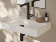 Ravak PU 016.20BLM Umyvadlová stojánková baterie 269 mm s otočným ramínkem, bez výpusti, černá matná