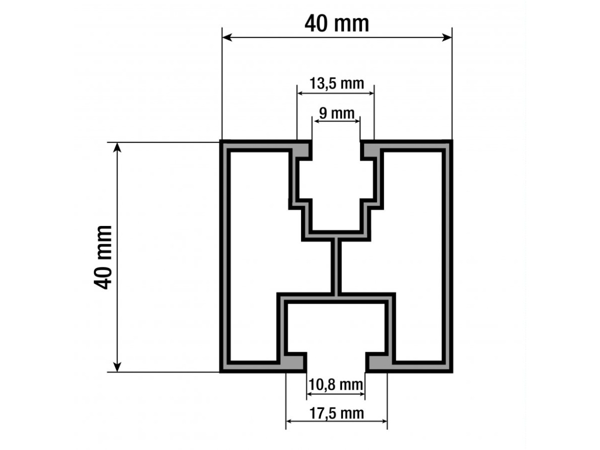 G21 Hliníkový profil  40x40 mm pro šroub se šestihr. hlavou a čtyřhr. matku, 6 m