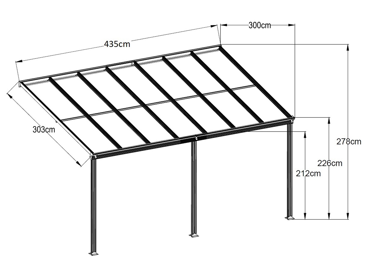 Hliníková pergola + čirý PC Lanit Plast Wall