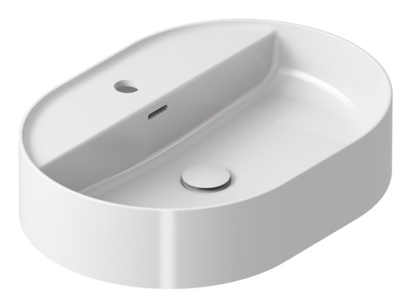 Ravak Umyvadlo Ceramic Slim Shelf O 55, s otvorem pro baterii, s přepadem, antracit