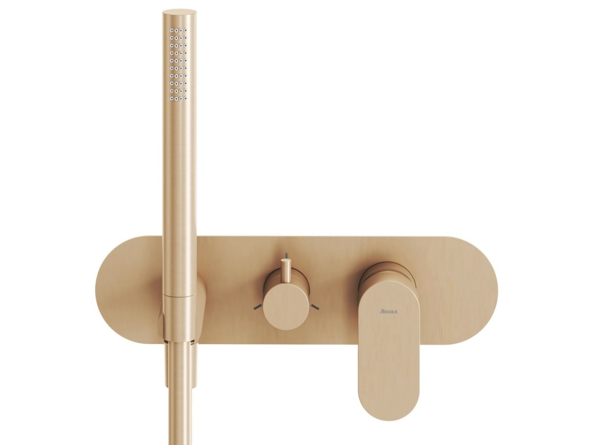 Ravak EL 068.00CR.O3.RB07D.+S Podomítková baterie 3-cestná bez tělesa, se sprchovým setem, Chrome