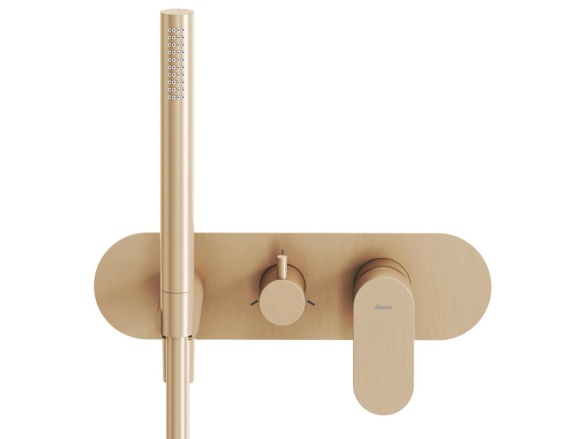 Ravak EL 068.60RGB.O3.RB07D.+S Podomietková batéria 3-cestná pre R-box, so sprchovým setom, Rose Gold Brushed