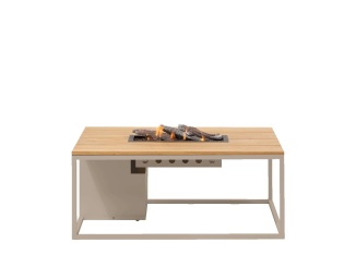 Kertek –  COSI Stůl s plynovým ohništěm - typ Cosiloft 120 pískově béžový / teaková deska