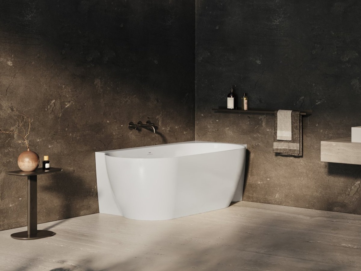 Ravak Vana Freedom Corner II Tec 175x86 L, volně stojící, Alabaster Pink/bílá, krytka odtoku bílá/černá/chrom