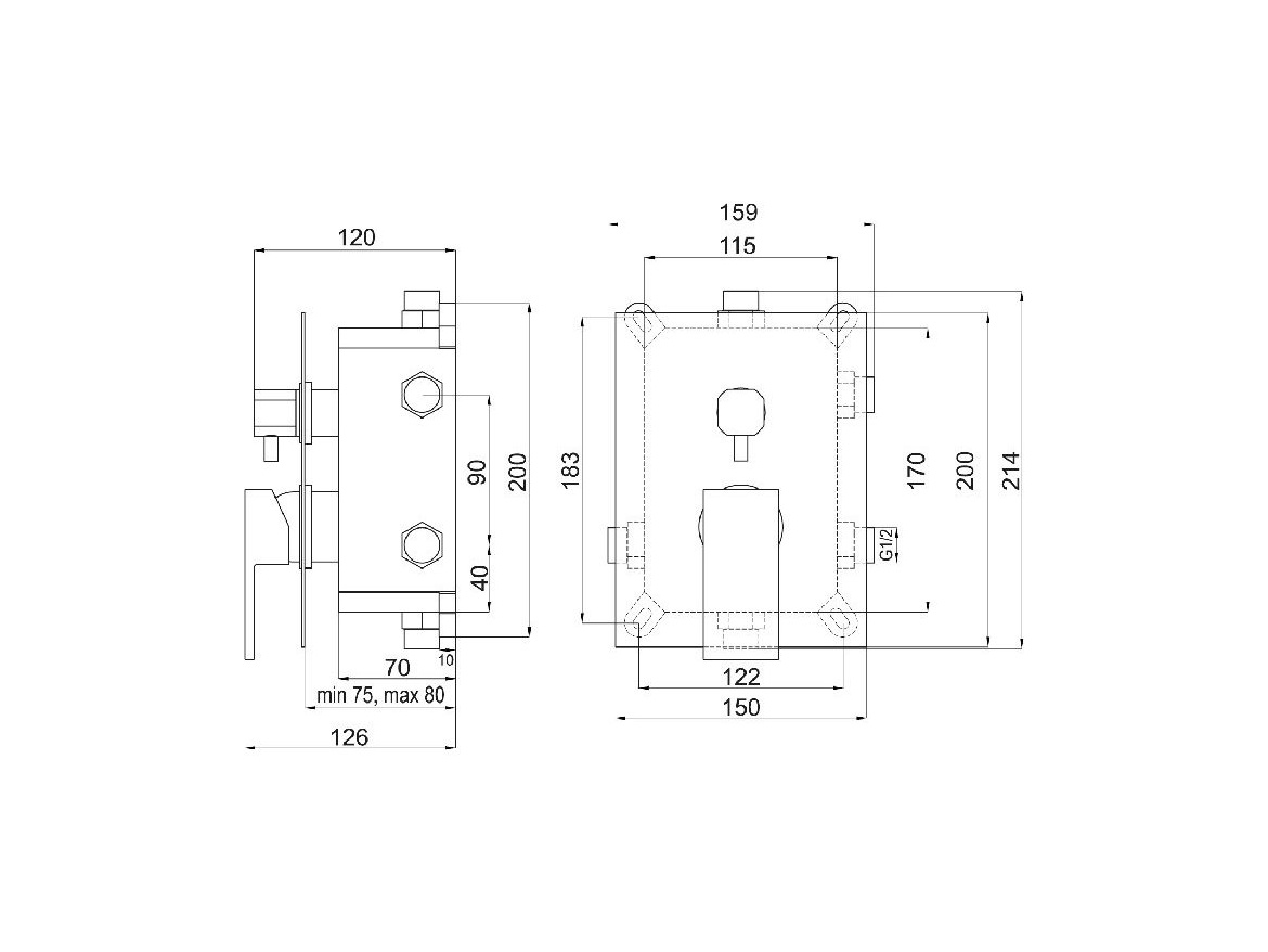 Novaservis Sprchová/vanová baterie Nobless Edge, chrom, podomítková, bez příslušenství,  BOX36051RX,0