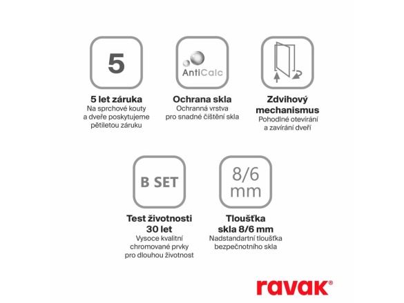 Ravak BSD2 90 A-L, chróm+transparent