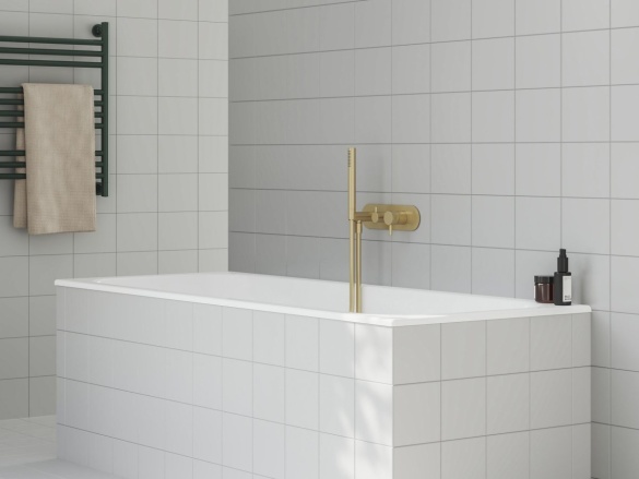 Ravak ES 065.60GLB.O2.RB07D.+S Podomítková baterie 2-cestná bez tělesa, se sprchovým setem, zlato kartáčované