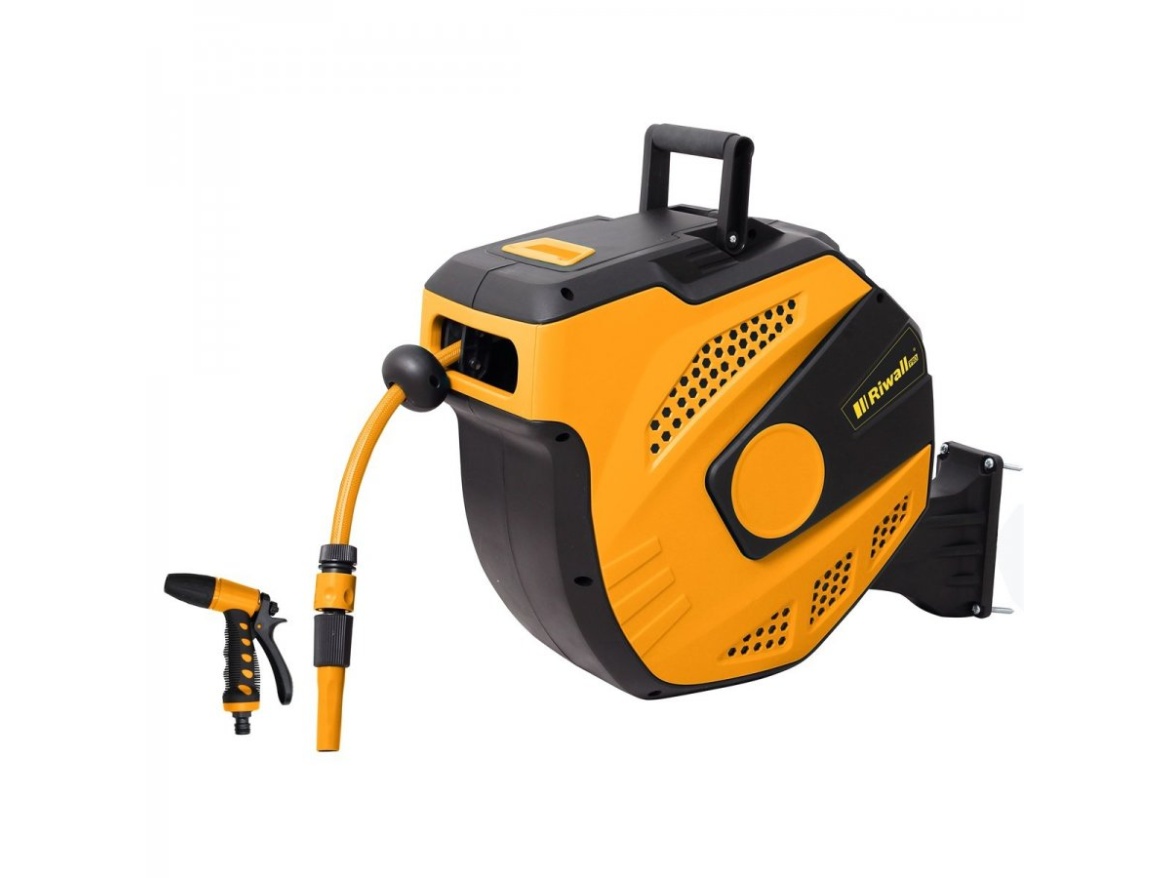 Samonavíjecí buben se zahradní hadicí 27 m a příslušenstvím Riwall PRO RWHR 27 SET