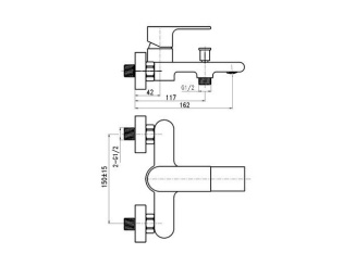 Vanové –  Novaservis Vanová baterie Nobless Trend 150 mm, chrom, nástěnná, bez příslušenství,  41020/1,0
