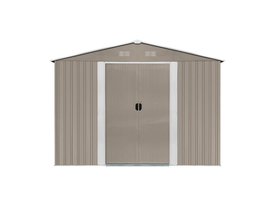 Zahradní domek kovový 3 x 3,7 m se sedlovou střechou hnědý Riwall PRO RMSA 12x10 Brown