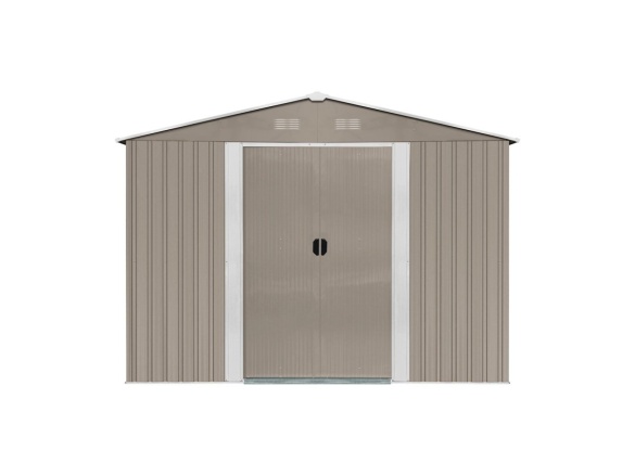 Zahradní domek kovový 3 x 3,7 m se sedlovou střechou hnědý Riwall PRO RMSA 12x10 Brown