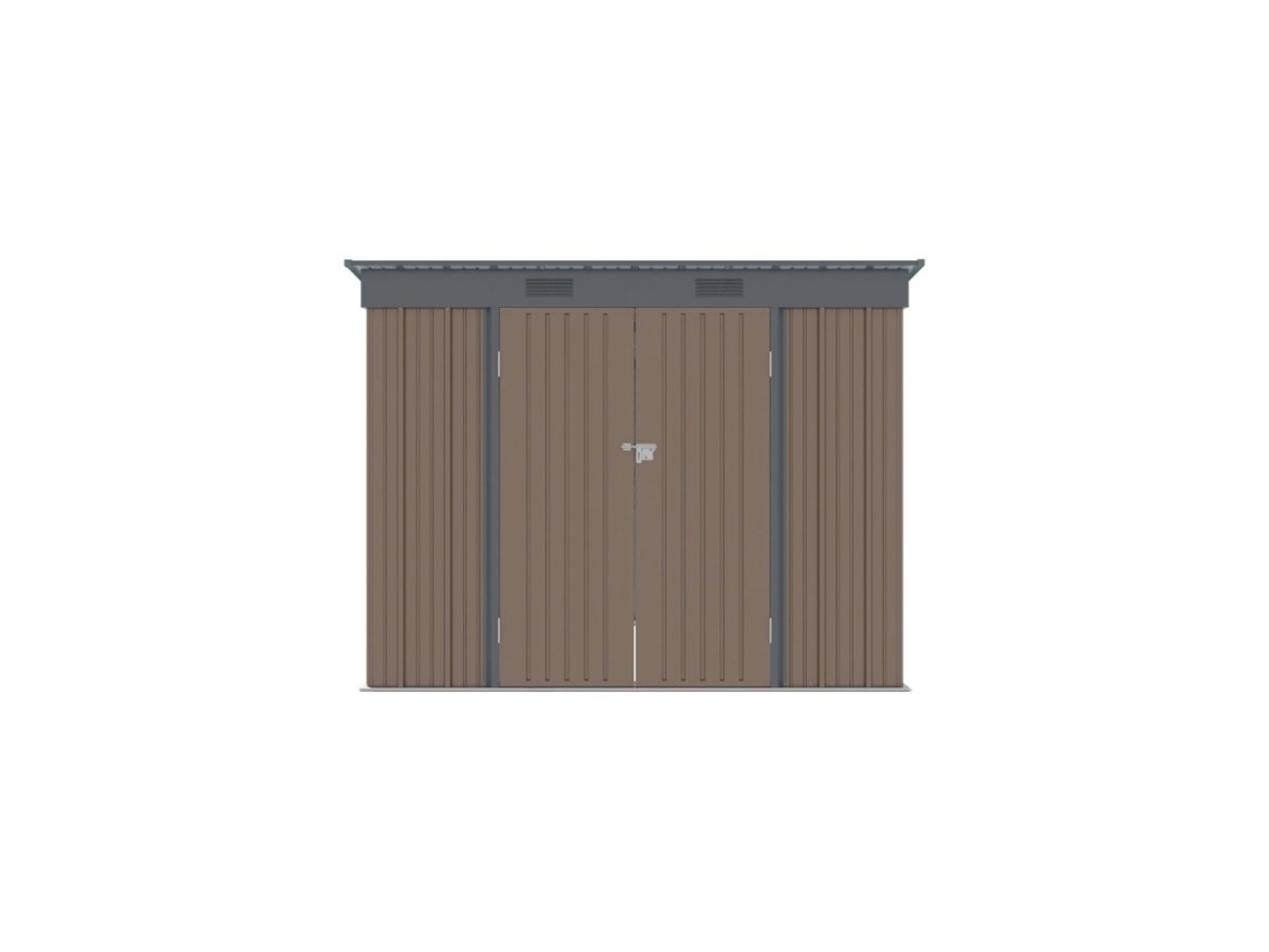 Zahradní domek kovový 2,4 x 1,8 m s pultovou střechou hnědý Riwall PRO RMSP 6x8 Brown