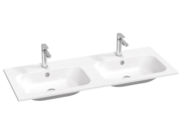 Ravak Dvojumyvadlo Chrome Slim 120, s otvory pro baterie, s přepadem