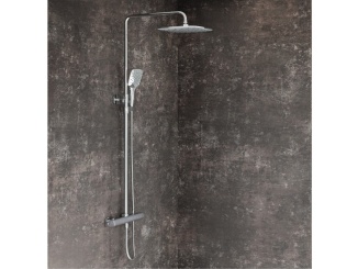 Sprchové sloupy – Ravak TD F 091.20BL Sprchový stĺp s termostatickou batériou, posuvný, so sprchovým setom, čierna