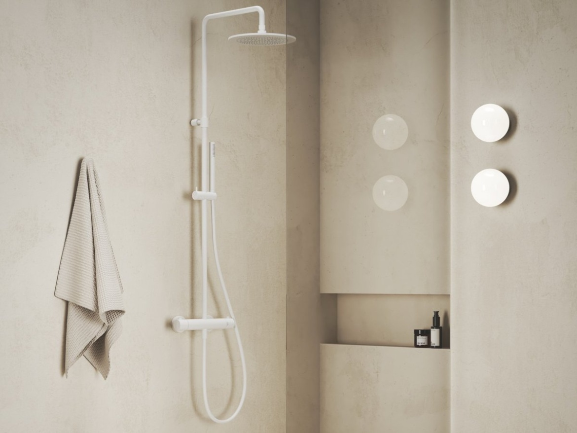 Ravak ES 091.60RGB Sprchový sloup s termostatickou baterií, posuvný, se sprchovým setem, Rose Gold Brushed