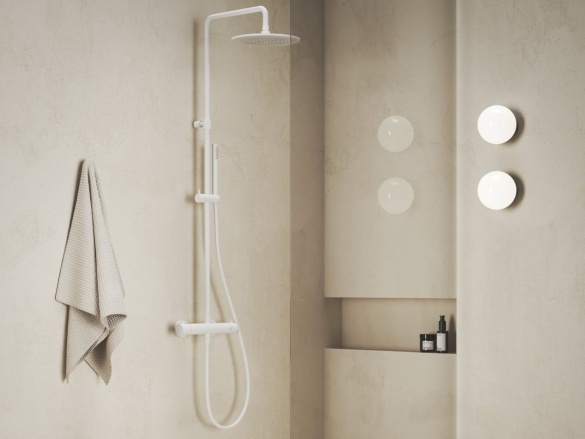 Ravak ES 091.60RGB Sprchový sloup s termostatickou baterií, posuvný, se sprchovým setem, Rose Gold Brushed