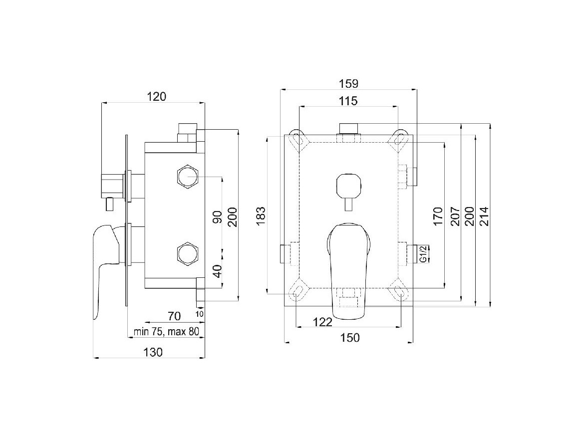 Novaservis Sprchová baterie Nobless Tina, chrom, podomítková, bez příslušenství,  BOX38051RX,0