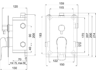 Vodovodní baterie – Novaservis Sprchová baterie Nobless Tina, chrom, podomítková, bez příslušenství, BOX38051RX,0