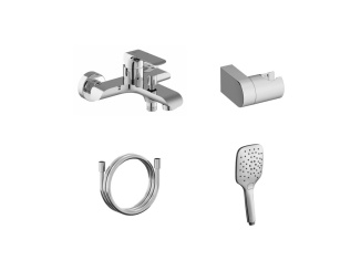 Vodovodní baterie –  Ravak FL 022.20BLM.+S Vanová nástěnná baterie se sprchovým setem, černá matná