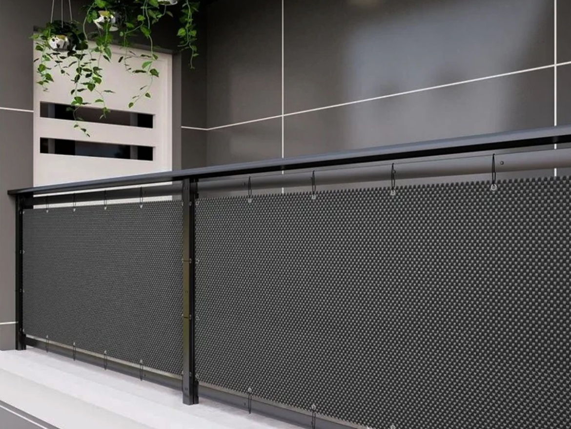 Balkonová zástěna s kovovými oky Scobax Balcony eyelet