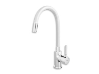 Vodovodní baterie – Novaservis Dřezová baterie Ferro, bílá-chrom, stojánková, 70710,0B