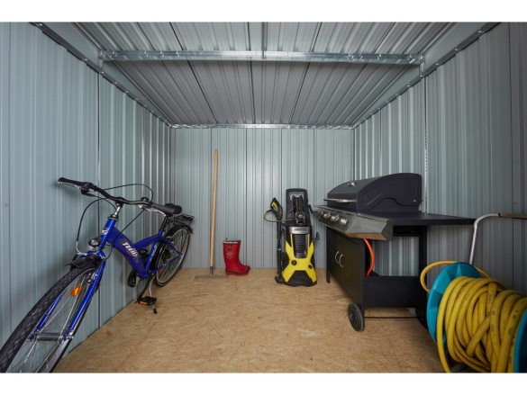 Zahradní domek kovový 2,4 x 2,8 m s pultovou střechou antracit Riwall PRO RMSP 9x8 Anthracite LUX