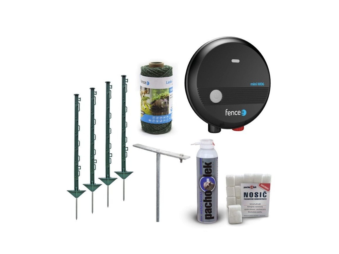 Scobax Sada pachový + elektrický ohradník proti vydrám - ochrana jezírka, rybníka - síťový zdroj - lanko 100 m