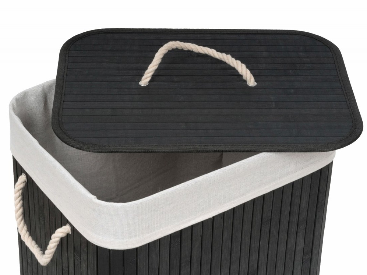 G21 Koš na prádlo  72 l, bambusový černý s bílým košem