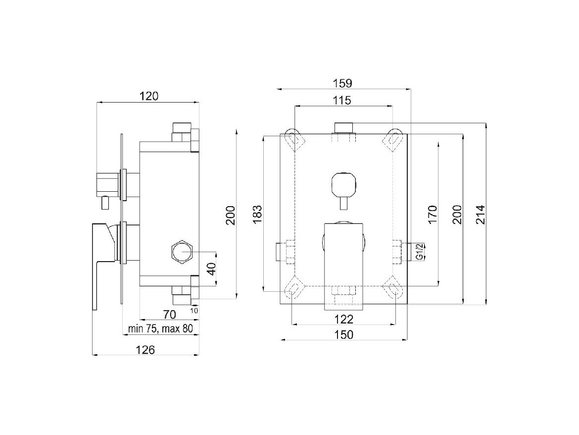 Novaservis Sprchová/vanová baterie Nobless Edge, chrom, podomítková, bez příslušenství,  BOX36051R,0