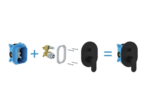 Ravak CR 065.20BL.O2.RB070 Podomietková batéria 2-cestná pre R-box, čierna