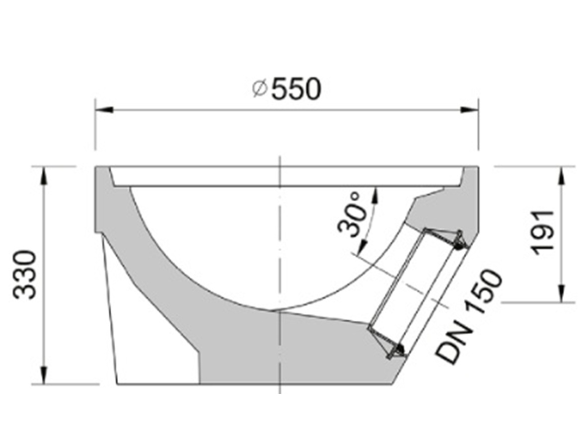 Spodní díl Kasi DN 450 (s vývodem)