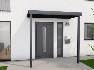 Vchodové stříšky Gutta –  Guttavordach BS PLUS se sloupky 200 x 90 cm, levý odtok