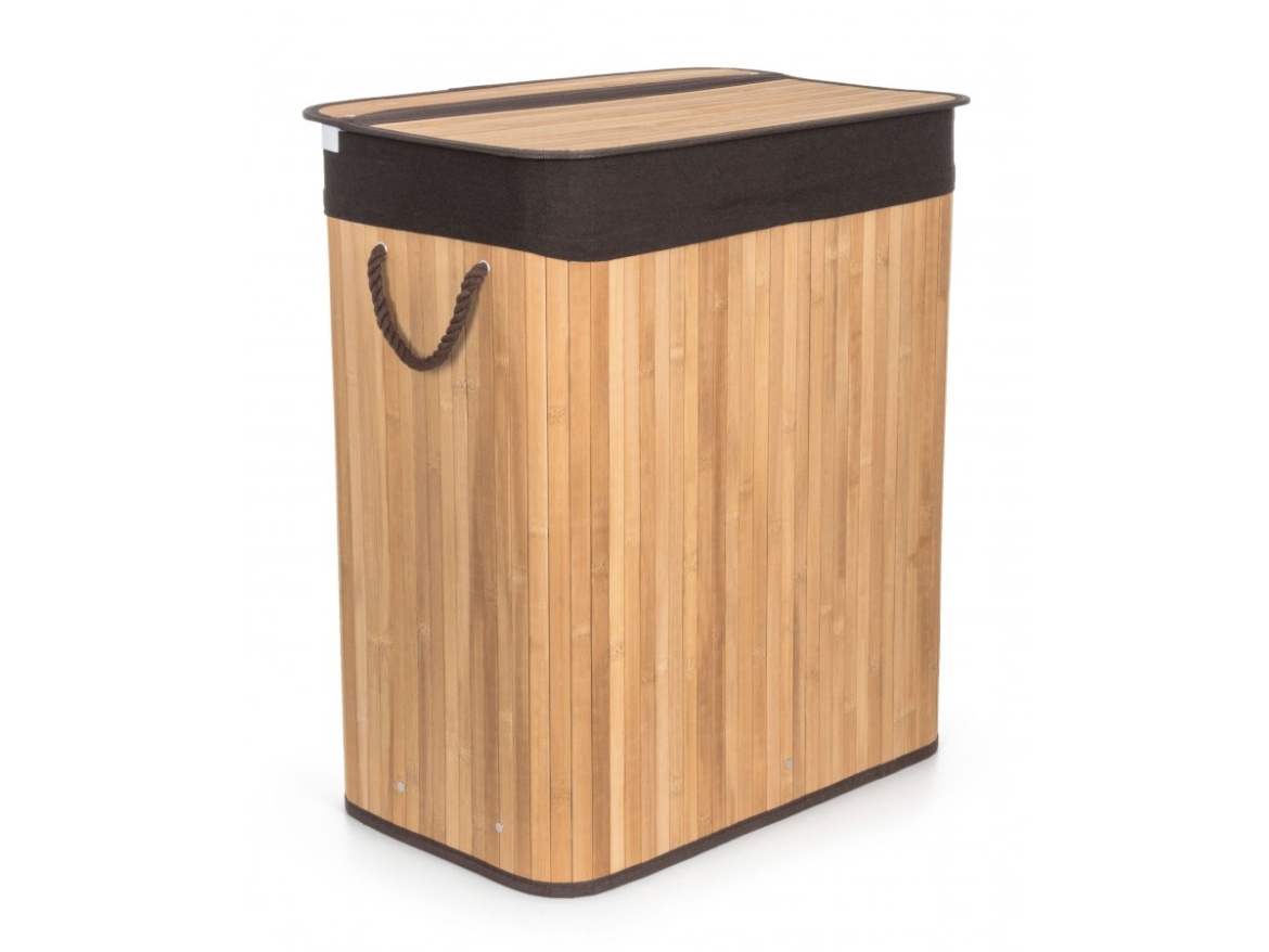 G21 Koš na prádlo  105 l s rozdělovačem, bambusový s hnědým košem