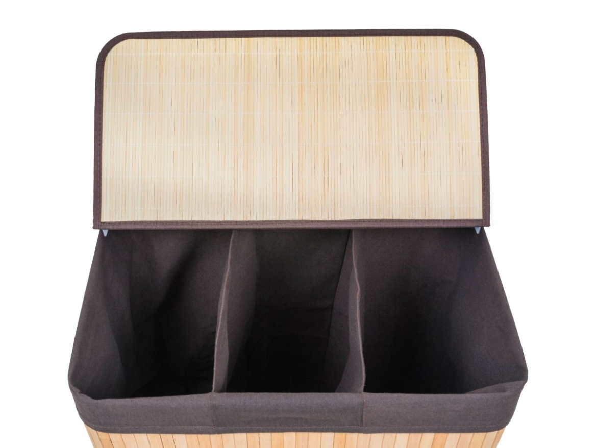 G21 Koš na prádlo  150 l s rozdělovači, bambusový s hnědým košem