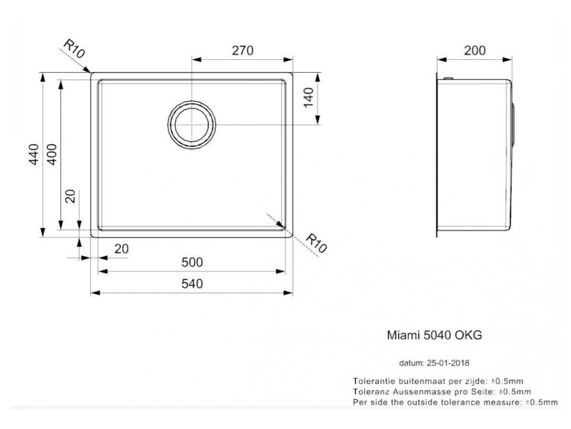 Kuchyňské dřezy Reginox SET Miami 500 Copper + baterie Crystal + příslušenství