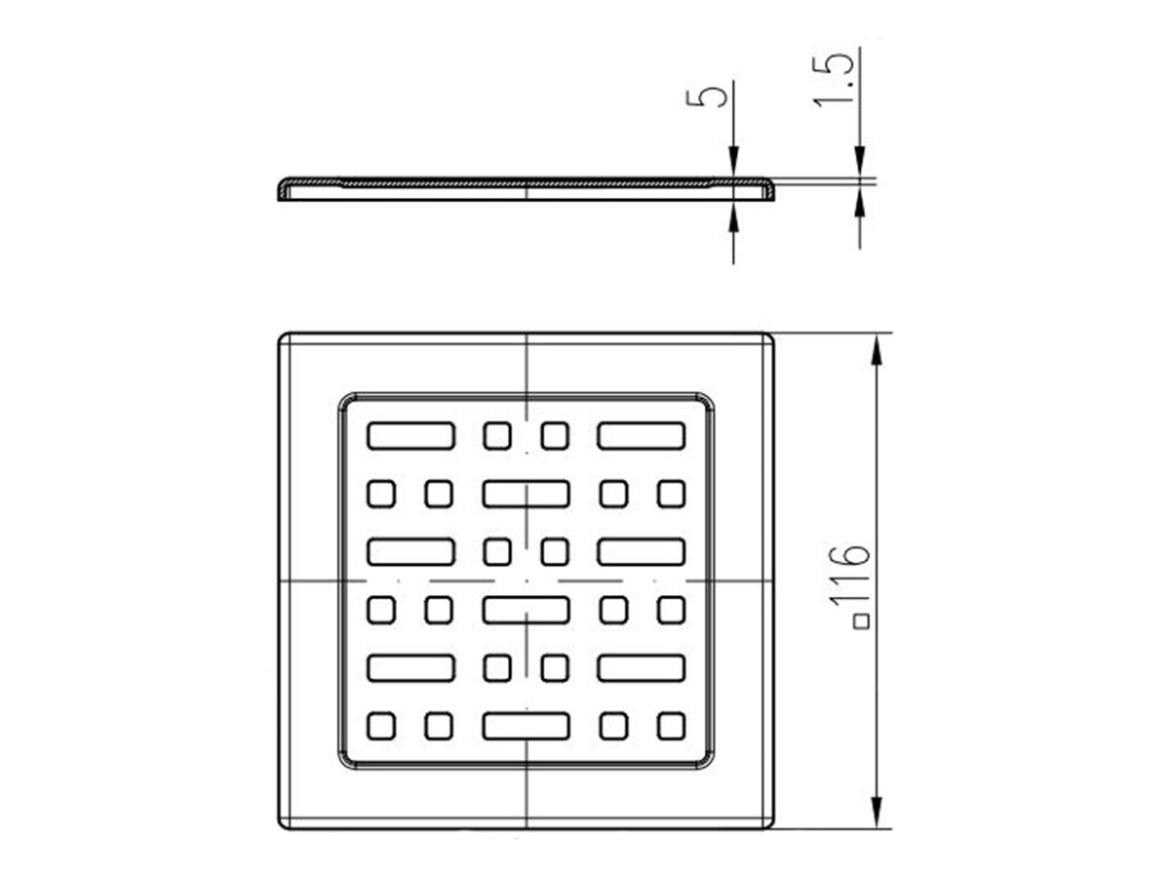 Chuděj ND-Mřížka Black pro nástavec 125 × 125 mm