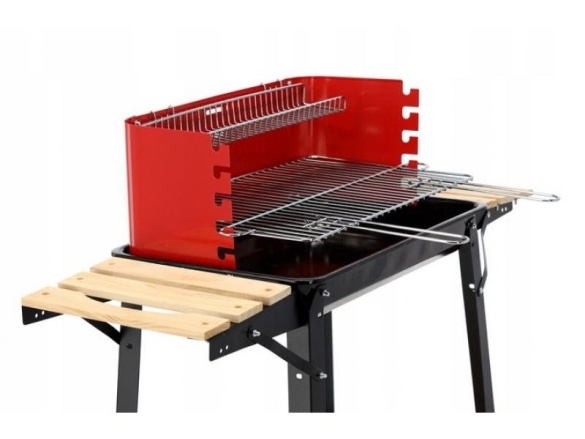 Garden Line Zahradní gril s bočními policemi a kolečky 93x42x84 cm