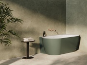 Ravak Vana Freedom Corner II Tec 175x86 P, volně stojící, Grey Green/bílá, krytka odtoku bílá/černá/chrom