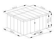 Plechový zahradní domek G21 GRAH 1132 - 340 x 333 cm, antracitový