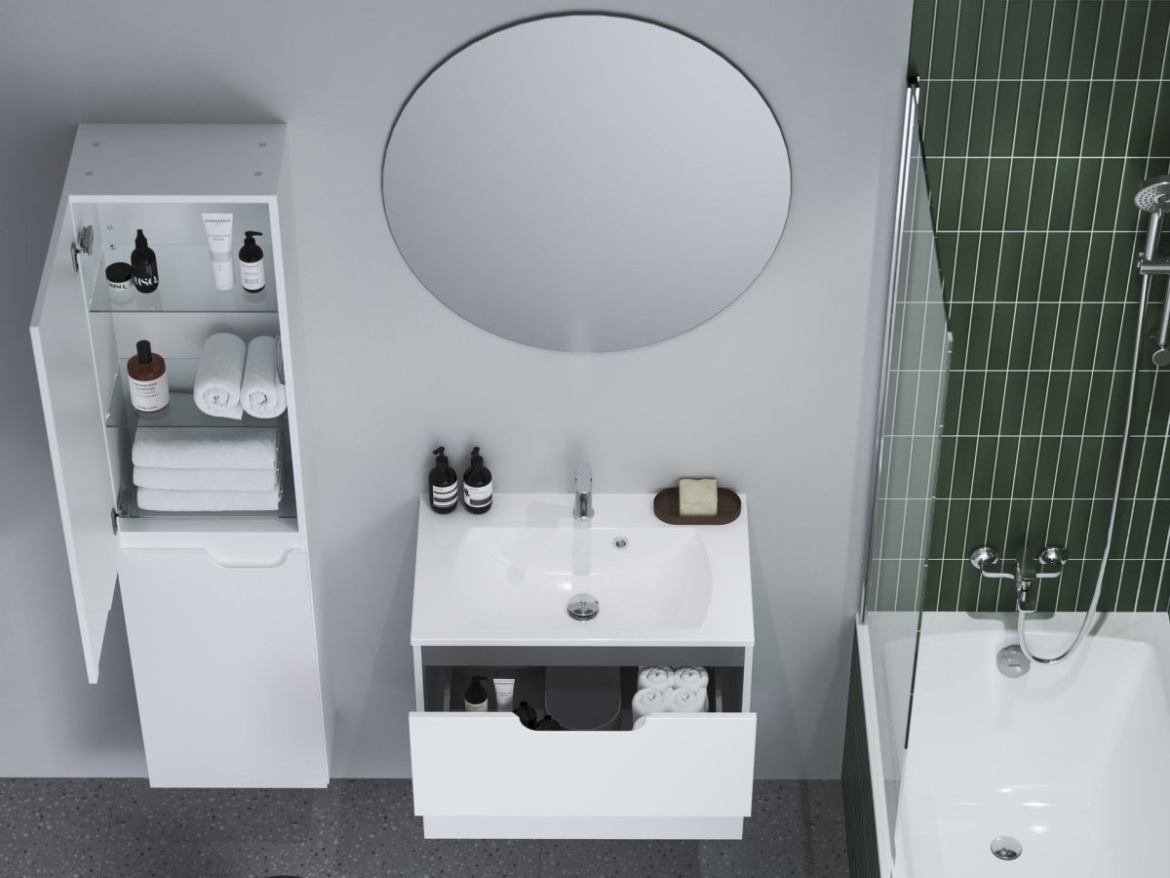 Ravak SB Classic II 40 P vysoká skříňka bílá/šedá