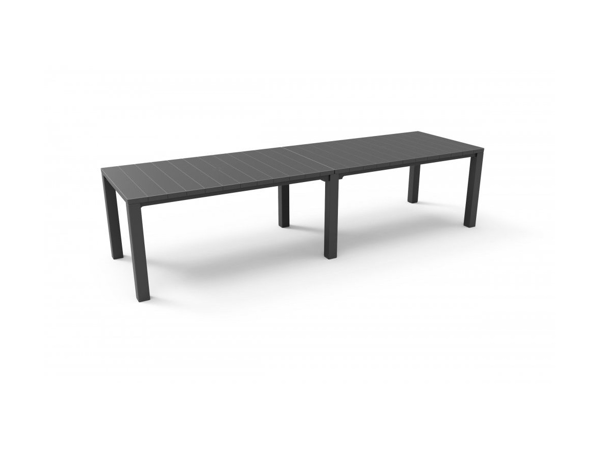 Keter Jídelní stůl  JULIE DOUBLE - 295 x 90 x 74,5 / 147,5 x 180 x 74,5 - grafitový